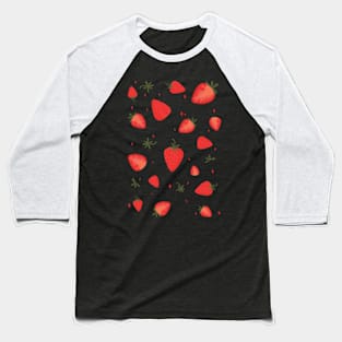 Vintage Strawberry Pattern Baseball T-Shirt